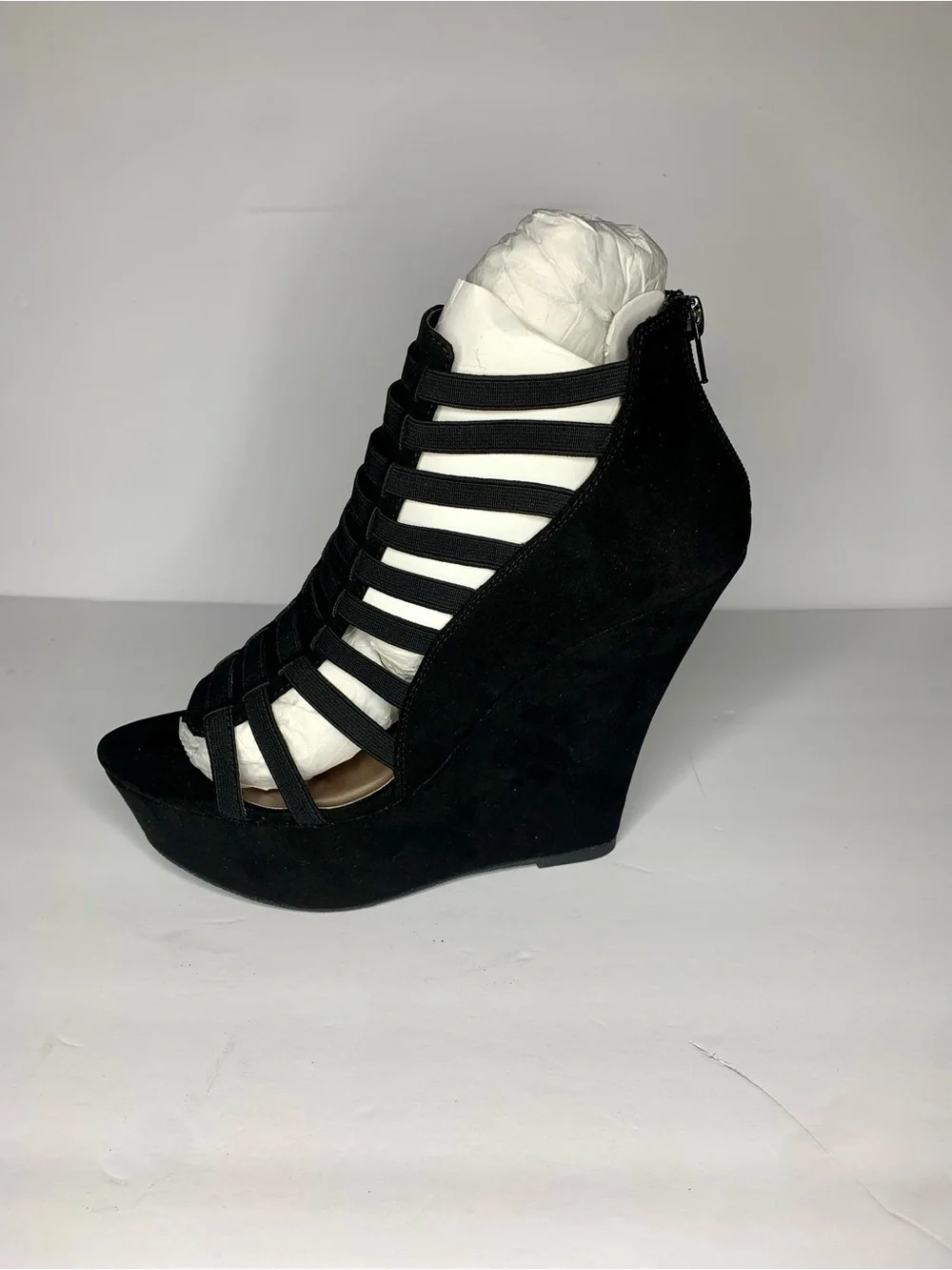 Charlotte Russe Black Strappy Platform Wedge Sandals